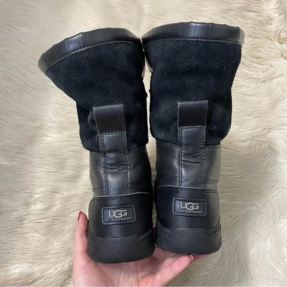 UGG Kids Butte II CWR Black Waterproof Wool Lined Lace Up Winter Snow Boots 4